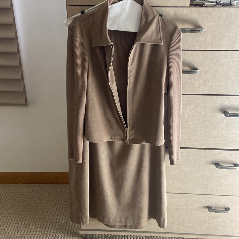Vintage Mac & Jac Top/ Jacket and Maxi Skirt looks like suede 2 piece seβ¦